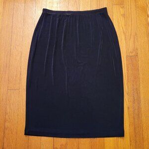 Chicos Travelers 1 Black Skirt Elastic Waist Maxi‎ Long Modest Slinky Knit M 8